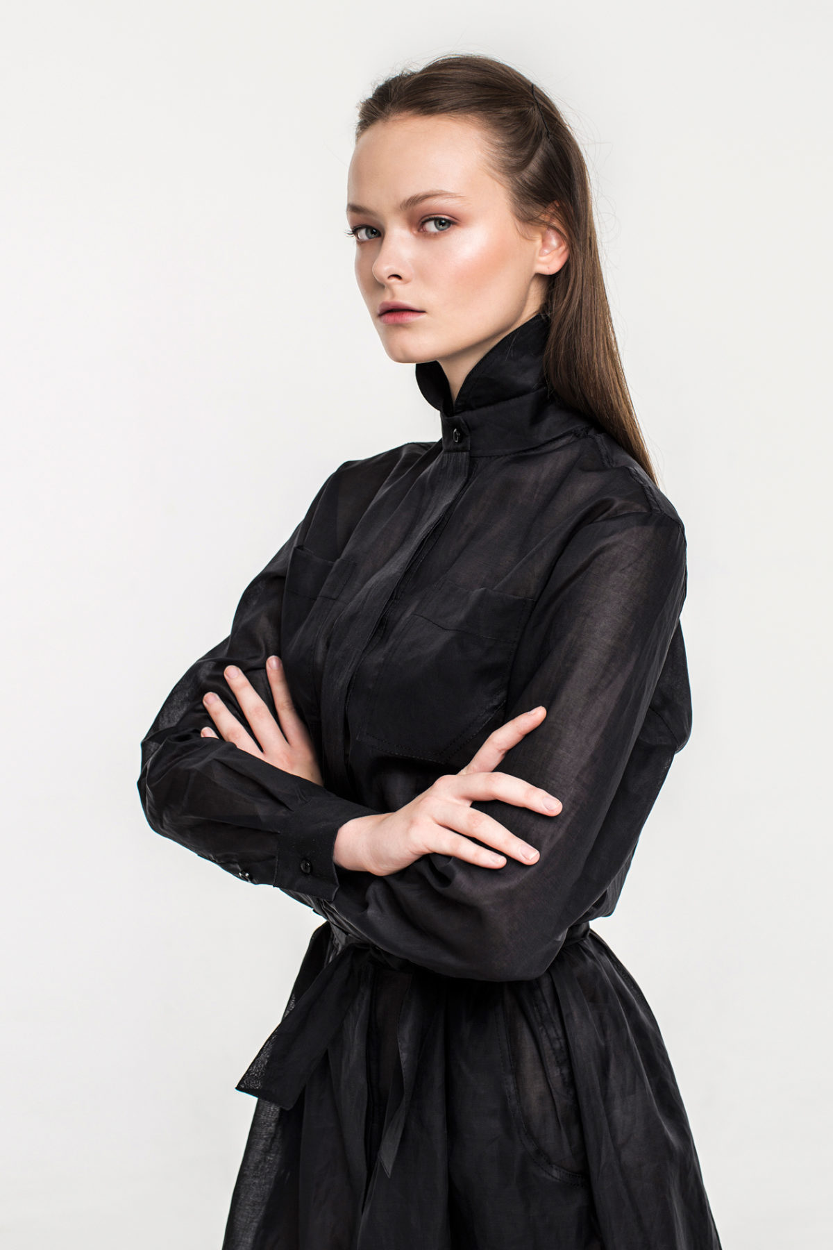 Black transparent organza shirt dress ⋆ FINCH: Designer Clothing